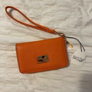 NWT Orange Wristlet Clutch